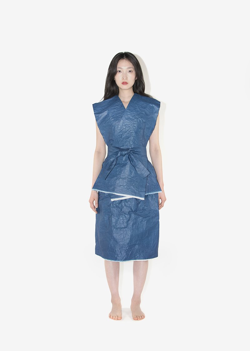 40. Kamikoromo kimono blouse and skirt - indigoCosmic Wonder's Kamikoromo. The deep blue color comes from a natural indigo herbal dye. Kamikoromo are paper robes made of handmade washi paper. Today, kozo, mitsumata and gampi are the principal raw materials for washi. Kozo is prized for its long, tough fibers.