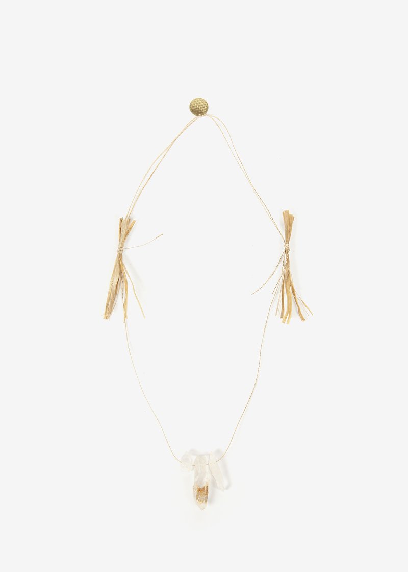 55. Japanese natural stone necklace with hemp cordA quartz crystal from Yamanashi Prefecture, Japan.