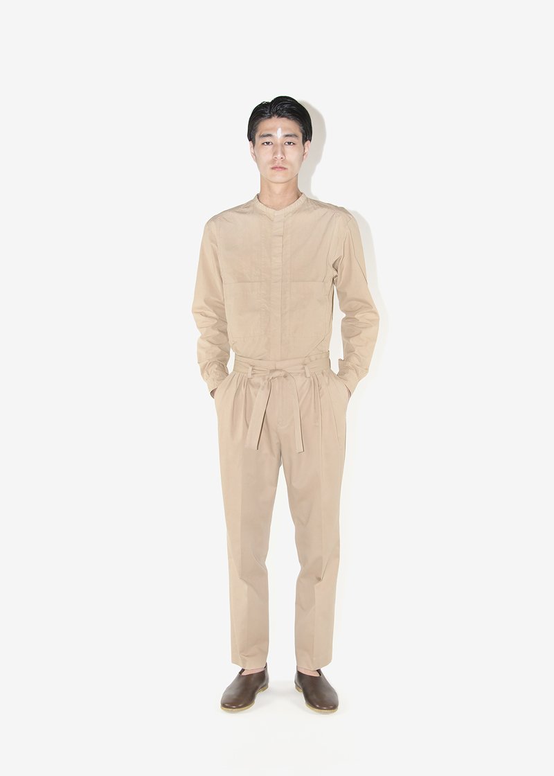 62. Organic cotton broad cloth fly front dress shirt and twill-weave organic cotton slacks