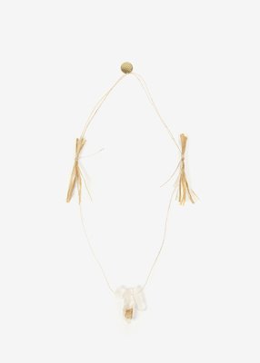 55. Japanese natural stone necklace with hemp cordA quartz crystal from Yamanashi Prefecture, Japan.