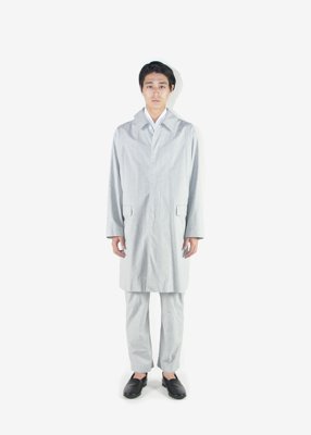 43. Twill work coat and wrapped pantsMade with pale gray color organic cotton twilled selvedge fabric. Woven slowly with an antique shuttle weaving machine.