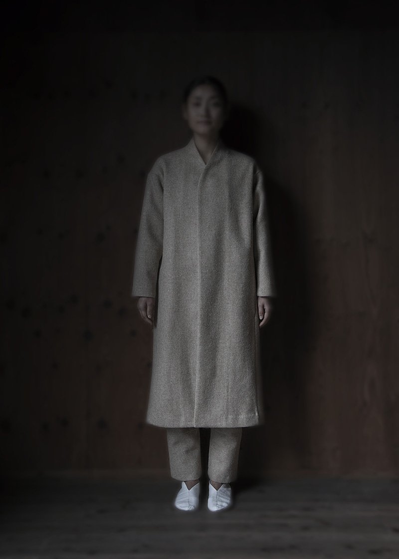 40. Melton wool coat and pants | beigeMade from 100% pure sheep's thick melton wool. With white organic cotton lining. Comes in black, gray and beige.