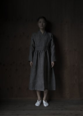 16. Karamushi work dress | wildflowerAll hand-sewn karamushi dress. Karamushi fabric is made from the fibers of karamushi vines. It is one of the oldest fiber crops, having been used to produce fabrics for the past six thousand years. The fabric is completed over many hand works by matured craftsmen. The natural gray color comes from a wildflower herbal dye.