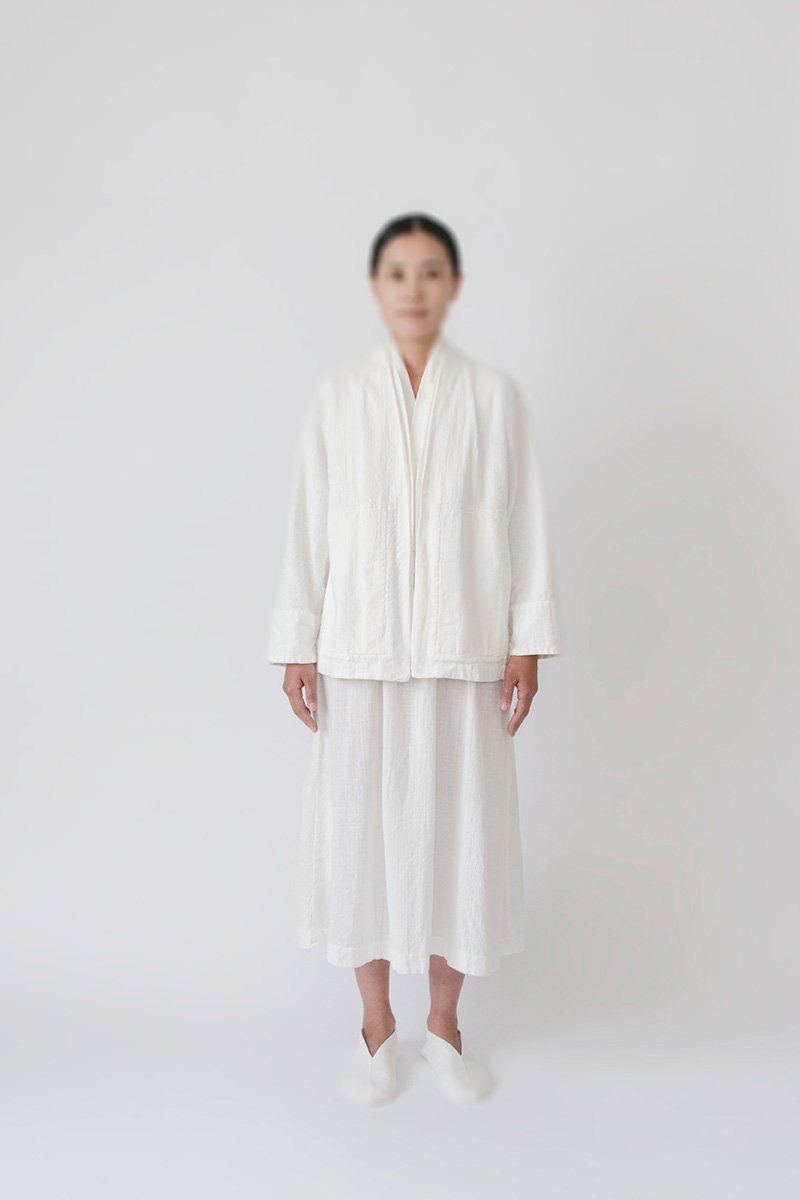 08. Hand-spun cotton haori, Hand-spun cotton gathered skirt