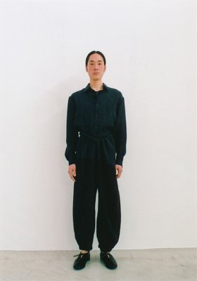 5.Belgium linen pullover shirt, wrapped gathered pants