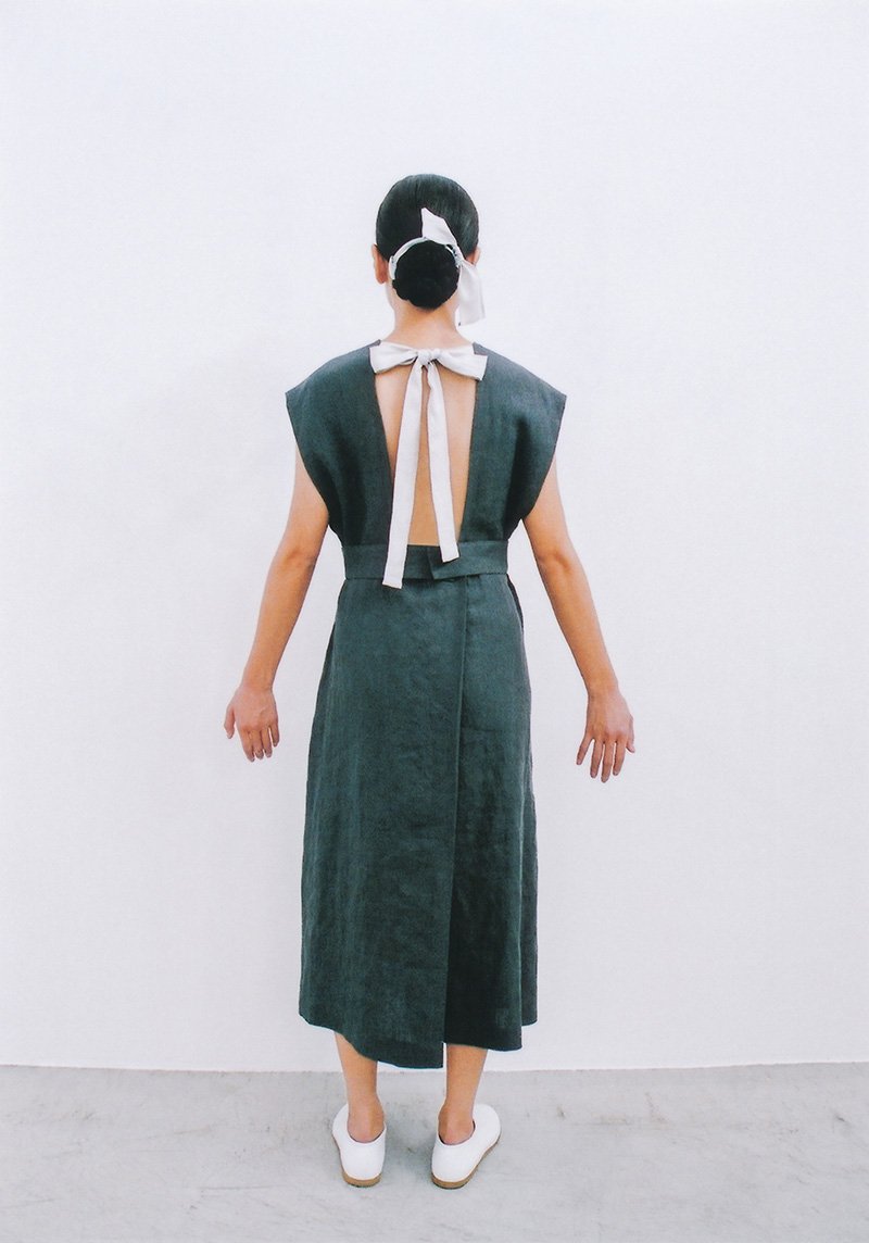 Belgium linen backless dress