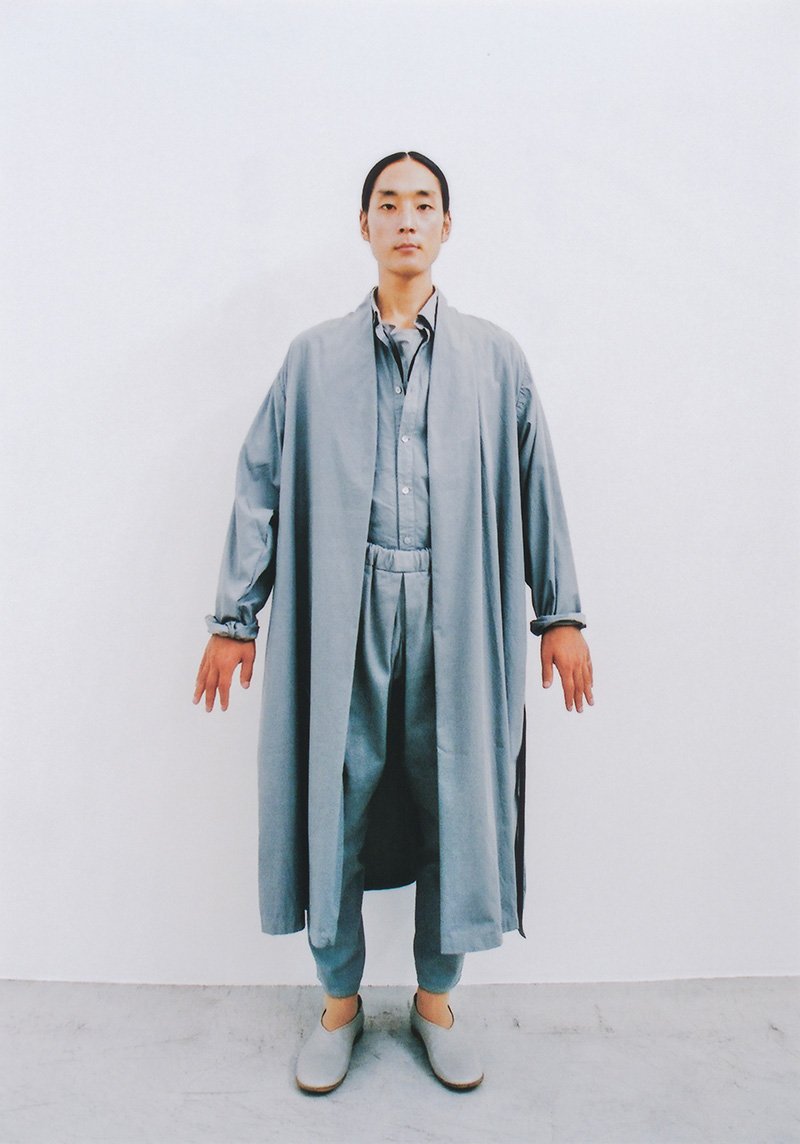 Organic cotton Lac and Catechu herbal dyed gray-moon haori work jacket