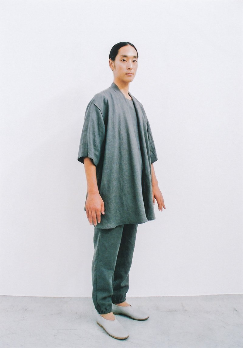 Japan Linen short-sleeved haori jacket and gathered pants