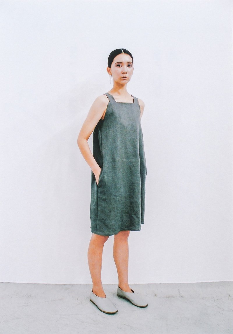 Japan Linen shoulder belt dress