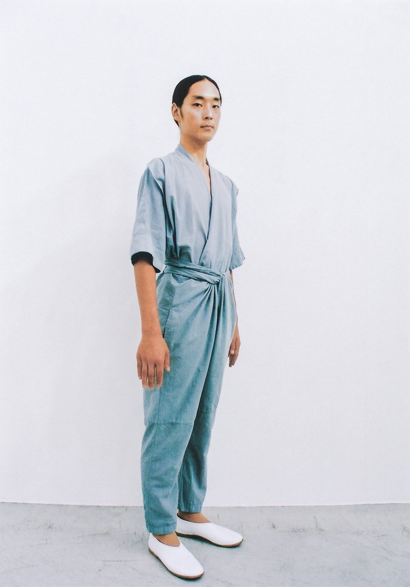Khadi cotton Aqua aura short-sleeved haori jacket and wrapped pants