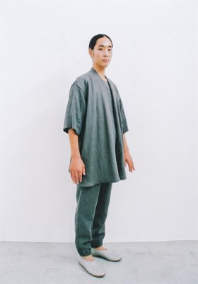 Japan Linen short-sleeved haori jacket and gathered pants