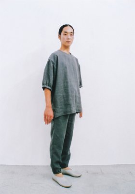 Japan Linen puff-sleeved shirt and gathered pants