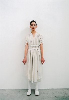 Beautiful mythic ceremony silk cotton ancient white colored robe