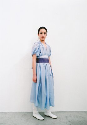 Beautiful mythic ceremony silk cotton lac and gardenia blue herbal dyed violet flame colored robe