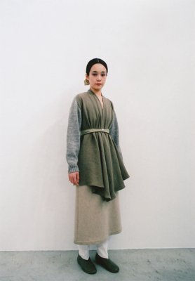 Beautiful linen wool knit cardigan, Ancient folk wool skirt