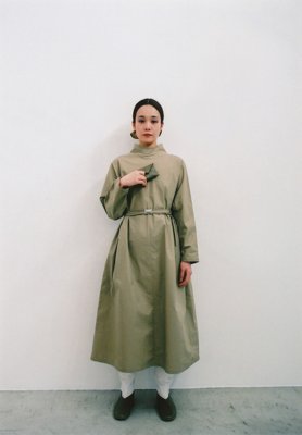 Ancient mythic cotton turtleneck dress, Naturally tanned leather letter coin case