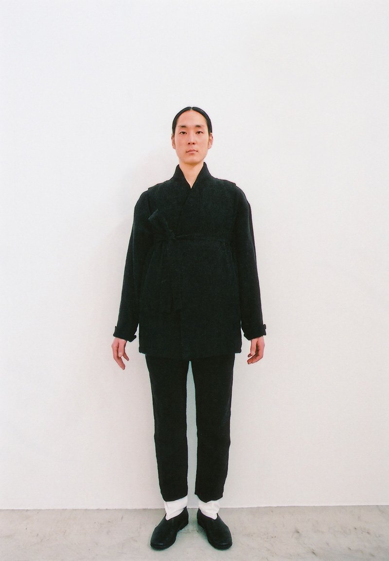 Beautiful folk down haori vest, Ancient folk ramie linen wool kimono shirt and wrapped pants