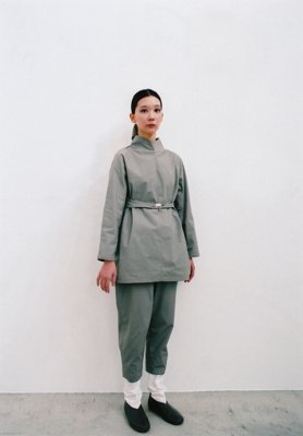 Ancient mythic cotton turtleneck pullover shirt and obi pants