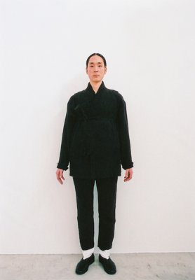 Beautiful folk down haori vest, Ancient folk ramie linen wool kimono shirt and wrapped pants