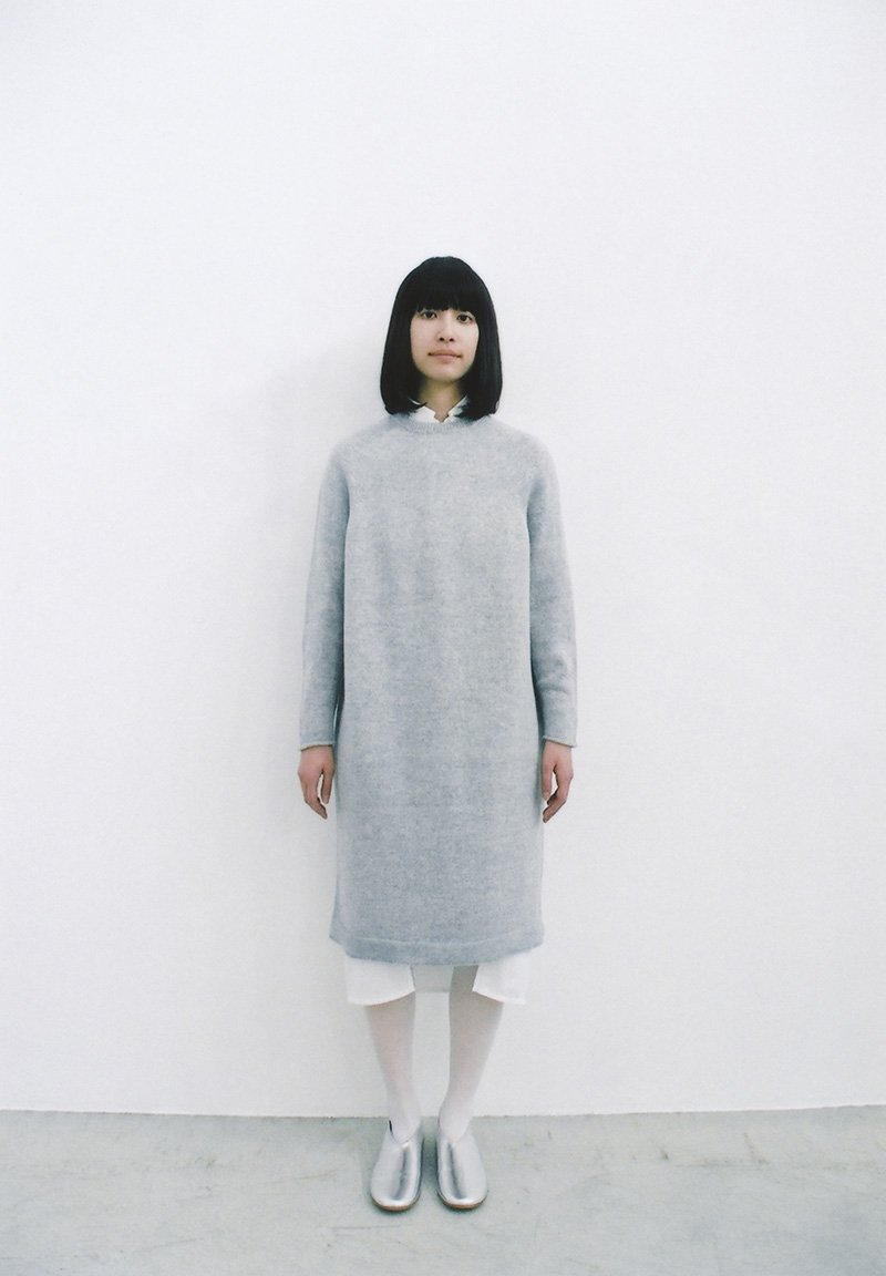 Beautiful Tasmanian wool knit sweater dress, Organic cotton shirt dress