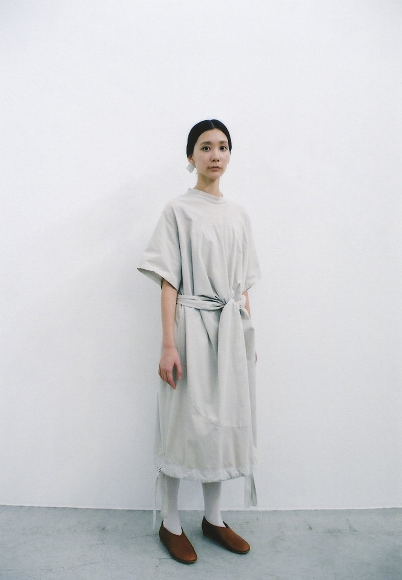 Beautiful Organic cotton sand colored circle light t-shirt dress