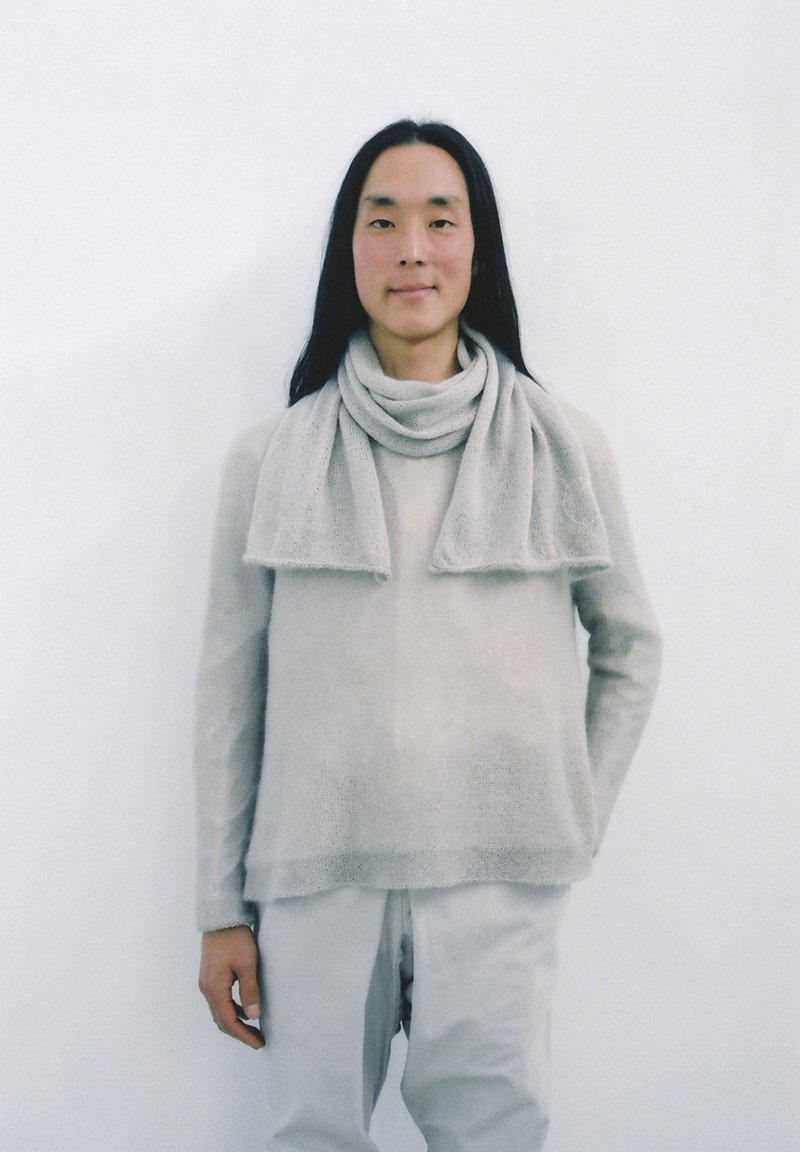 Beautiful Mohair silk knit mens sweater and scarf