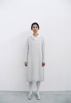 Beautiful Mohair silk knit sweater dress, Organic cotton white colored shirt dress