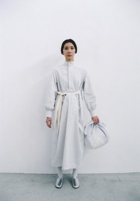 Beautiful Organic cotton light moon colored ritual dress, Hand-woven ramie furoshiki