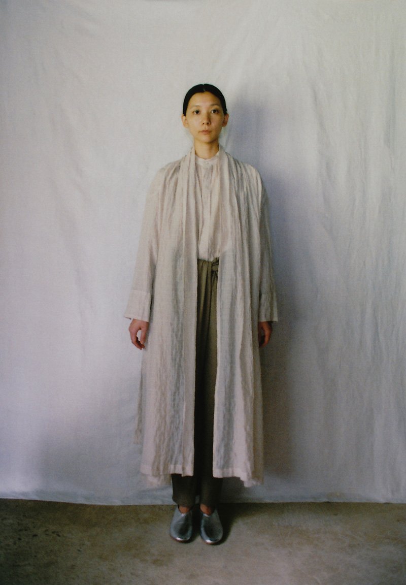Silk cotton Celestial haori robe and farmer shirt, Silk & Linen wrapped pants