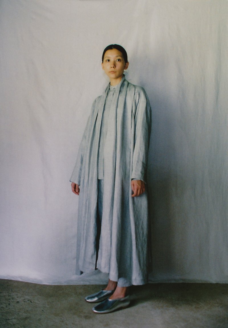 Linen Sumizome haori robe, Farmer shirt and tattuke