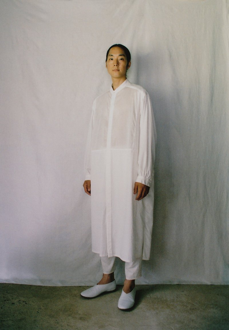Organic cotton white colored Farmer shirt dress and tattuke