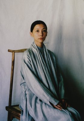 Linen Sumizome haori robe and Farmer shirt