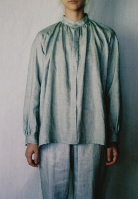 Linen Sumizome farmer shirt and tattuke