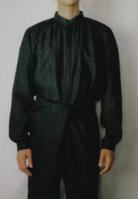 Linen Sumizome farmer shirt and wrapped pants