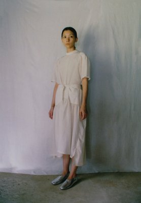 Beautiful silk cotton light lily colored neck lace blouse and wrapped skirt