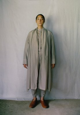 Beautiful silk cotton mud-dyed earthenware colored haori robe, Organic cotton farmer shirt and tattuke