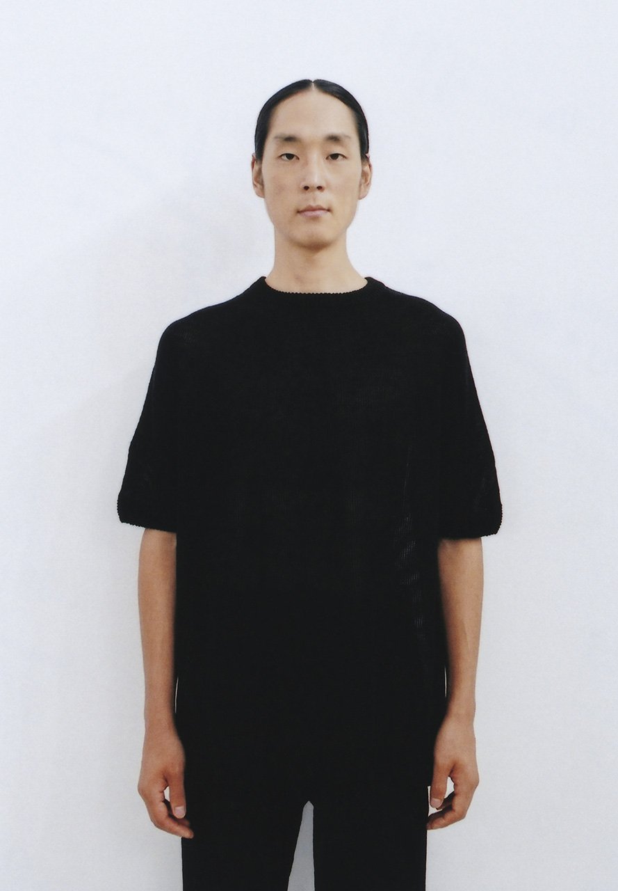 Silk linen wholegarment knit t-shirt