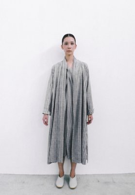 Khadi Nadeshiko woodblock printing sumi-dyed light sumikuro haori robe