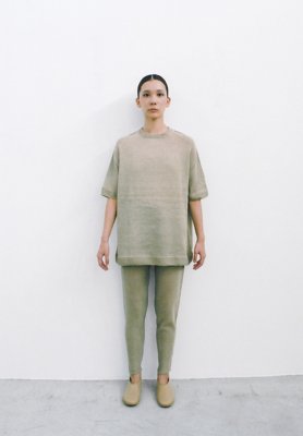 Silk linen wholegarment knit t-shirt and pants