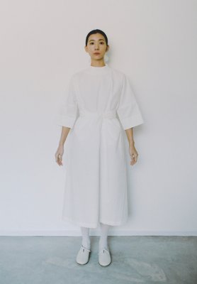 Cotton broad wool white colored wrapped dress