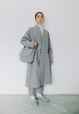 Flower of life sashiko violet ash colored haori, folk pants and bag