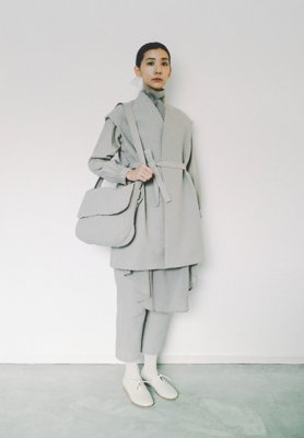 Flower of life sashiko earthenware colored vest haori, folk pants and bag
