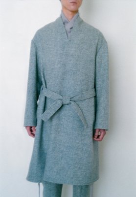 Kempi melton gray colored haori coat and folk pants