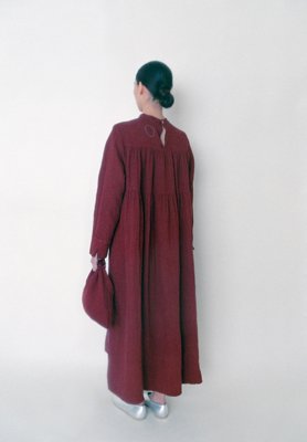 Flower of Life Sashiko hemp cotton Sharinbai and cochineal dyed night dress