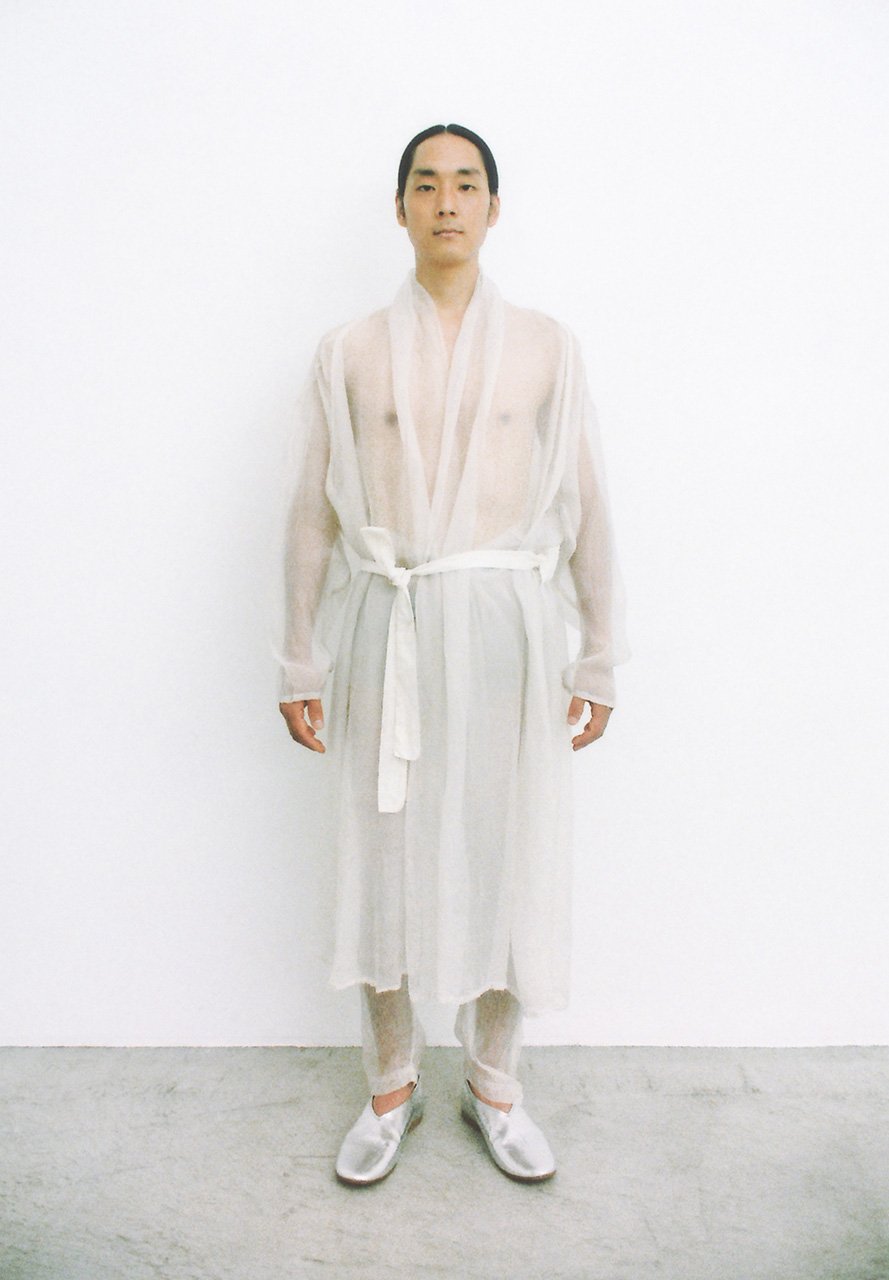 Fountain’s down colored hand-woven silk haori robe