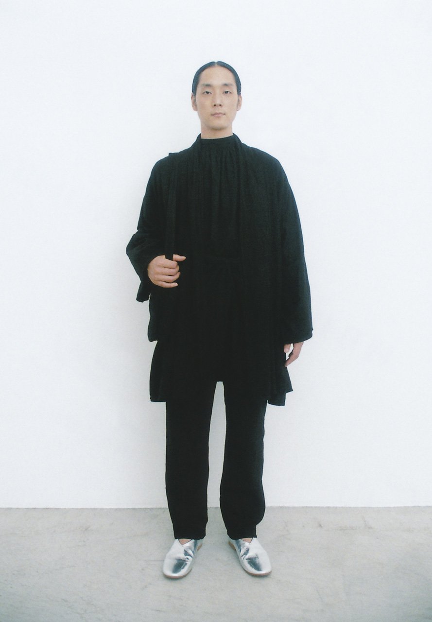 Hand woven cotton earth soil color by mud-dyed noragi haori, tattuke and shoulder bag