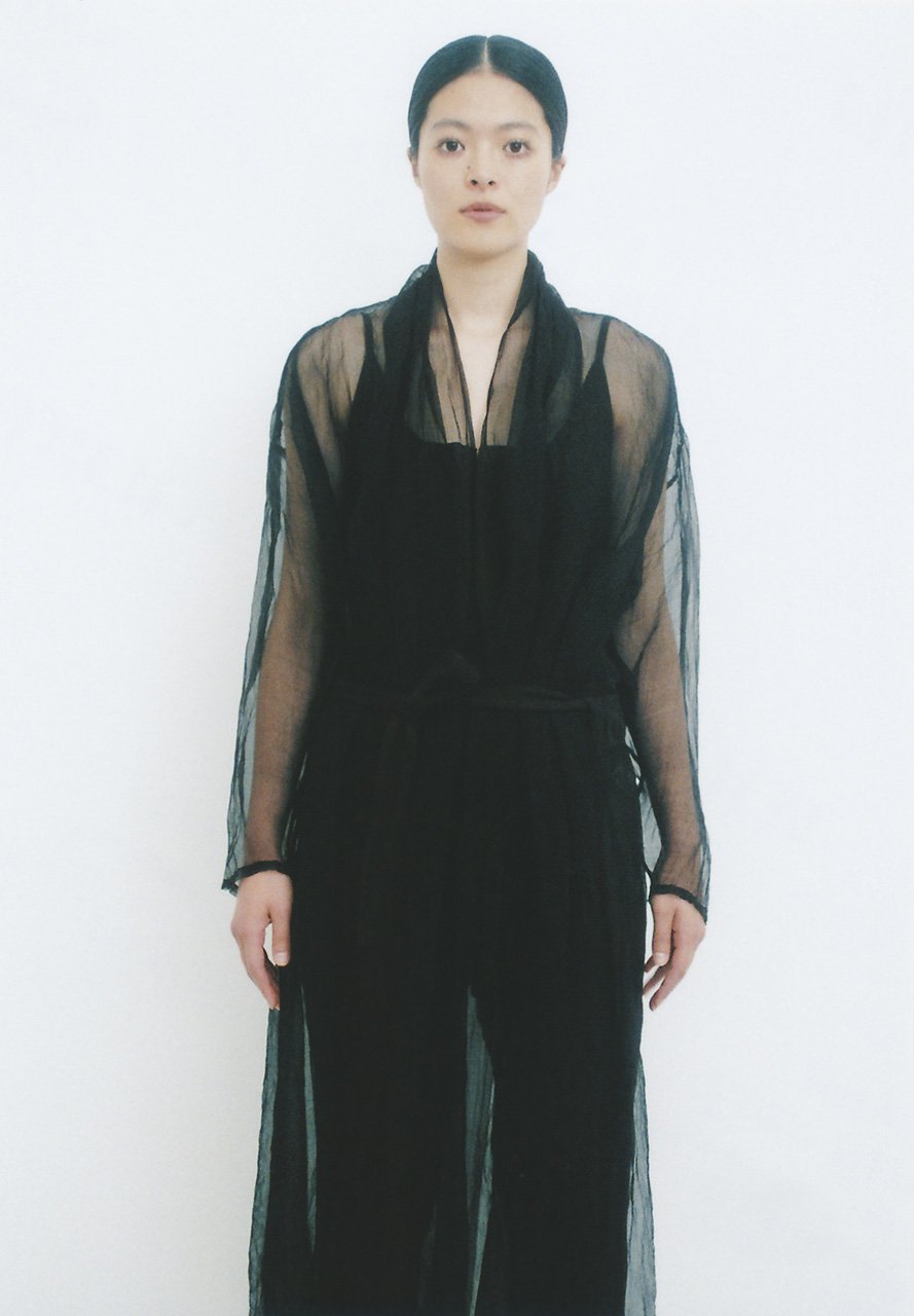 Fountain's earth soil color by mud-dyed hand-woven silk haori robe