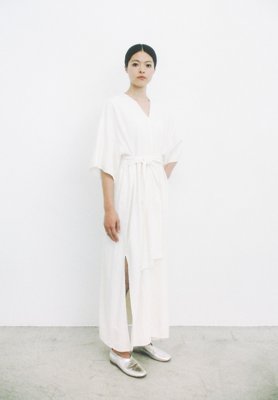Hand woven cotton shell color dyed from white clay kantoi dress
