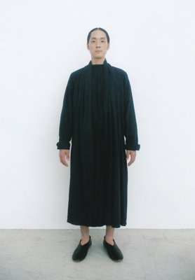Striped hand-woven silk-cotton sumi-yambaru indigo dyed dream haori robe