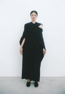 Organic cotton jersey sumi-yambaru indigo dyed water-pumping dress